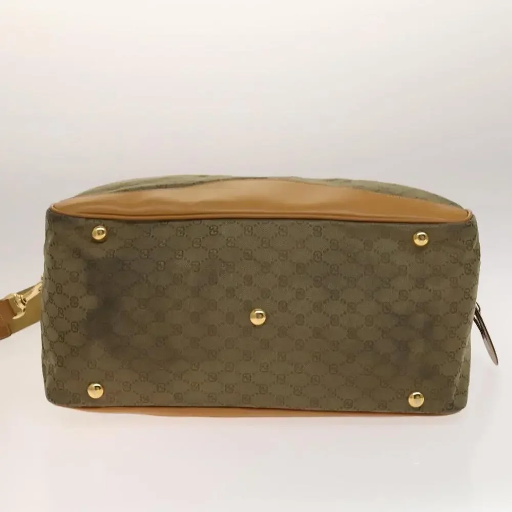GUCCI GG Canvas Boston Bag Gold Beige